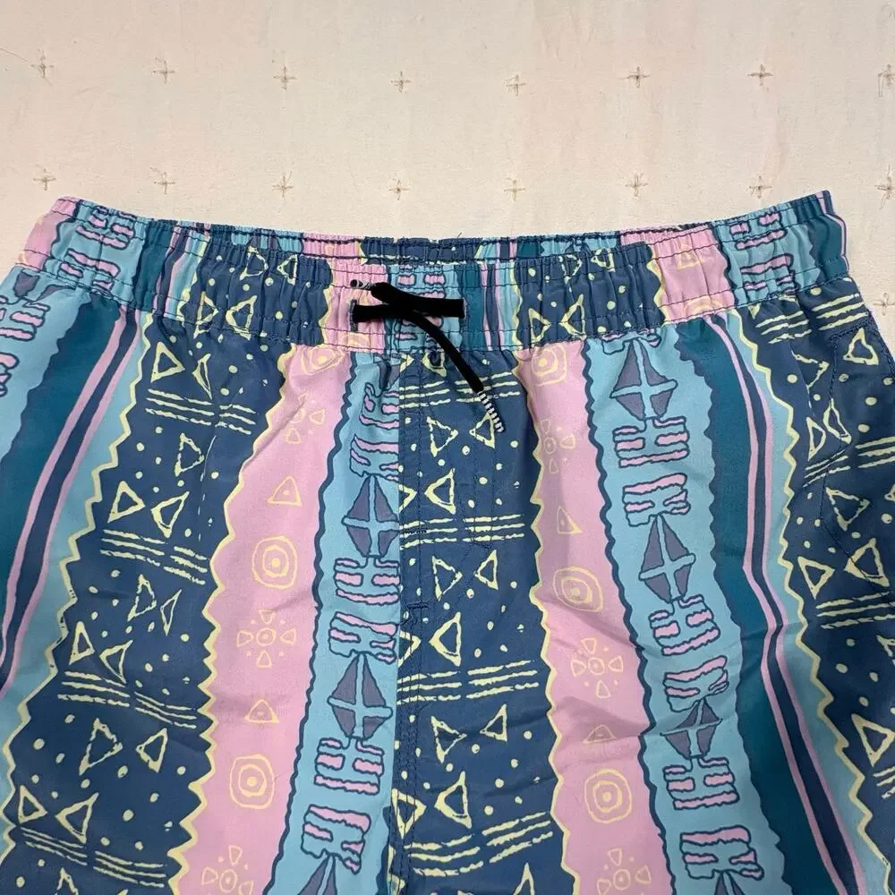 Volcom Swim Trunks Boys M (10-12) Teal Pink Board Shorts Vacation Beach Pool